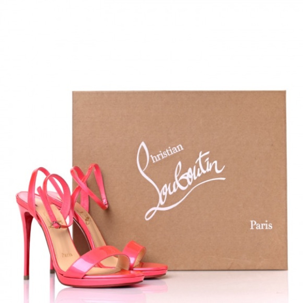NWT Christian Louboutin Loubi Queen 120 Florida Pink Ankle Strap Sandal Heel 38